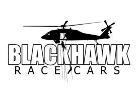 Blackhawk Racecars logo: black silhouette of helicopter above text.