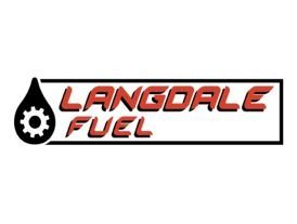 Logo for Langdale Fuel: Black oil drop with gear, red text on a rectangle.