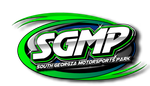 Logo for South Georgia Motorsports Park: "SGMP" in silver and white text with green and blue accents.
