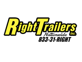 Logo for Right Trailers, yellow text on black, with phone number 833-31-RIGHT.