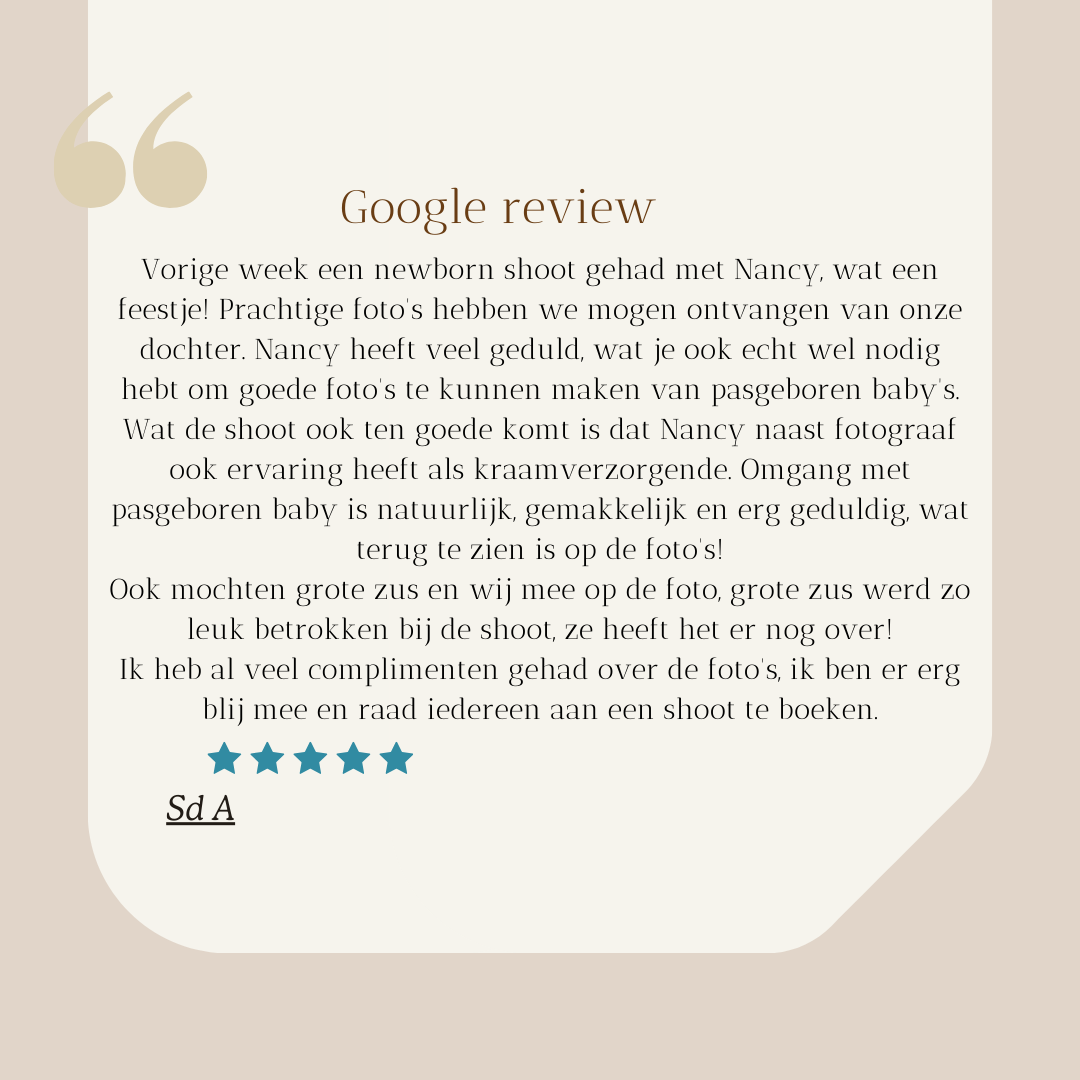Een Google-recensie is geschreven in een vreemde taal.