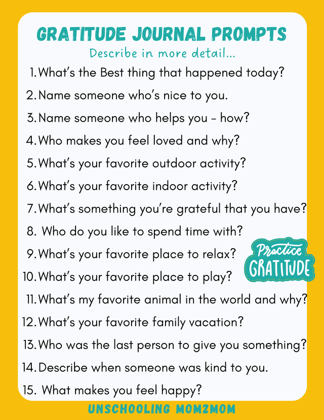 Gratitude Journals, Unschooling, Ideas for Parents