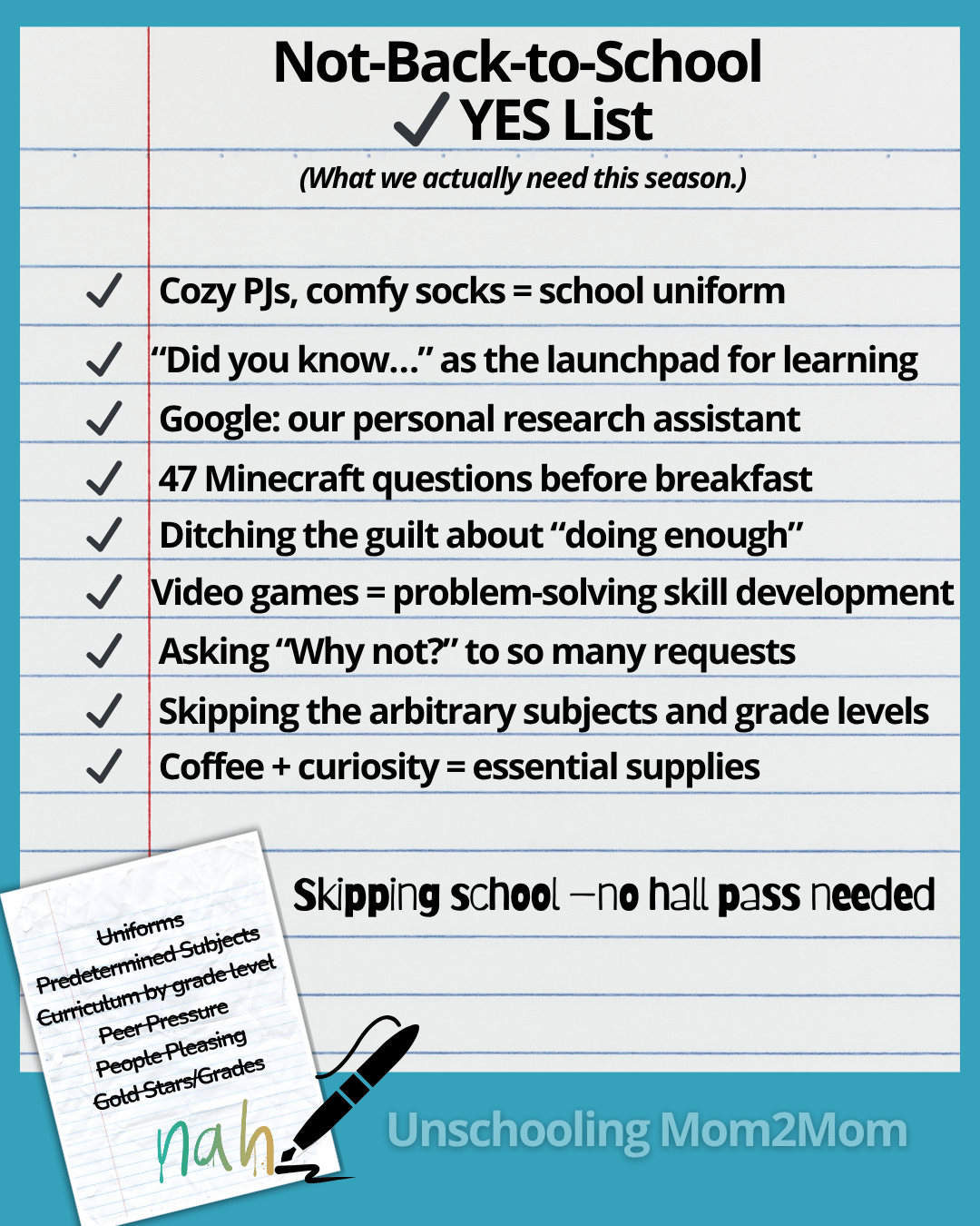Not Back to School Unschooling - List