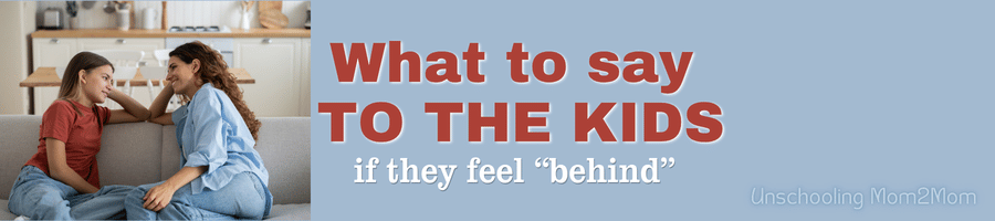 What to say to the kids if they feel behind - mom on couch with teen talking
