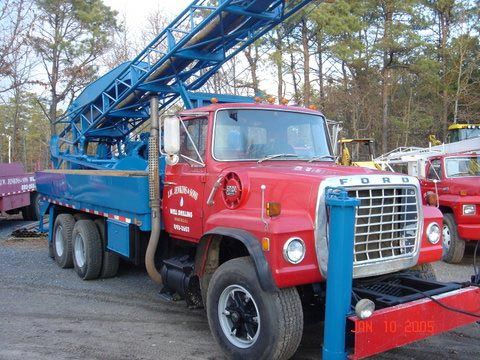 Red and Blue Truck with a Crane - Well Drilling in Browns Mills, NJ