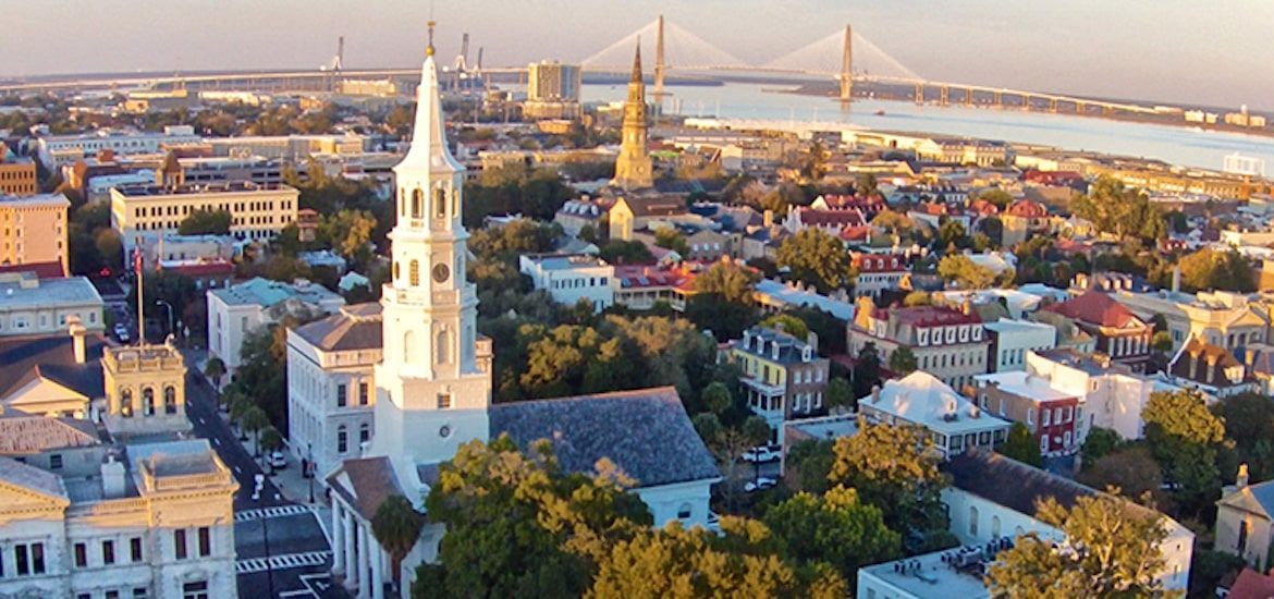 A scenic view of historic downtown Charleston, South Carolina