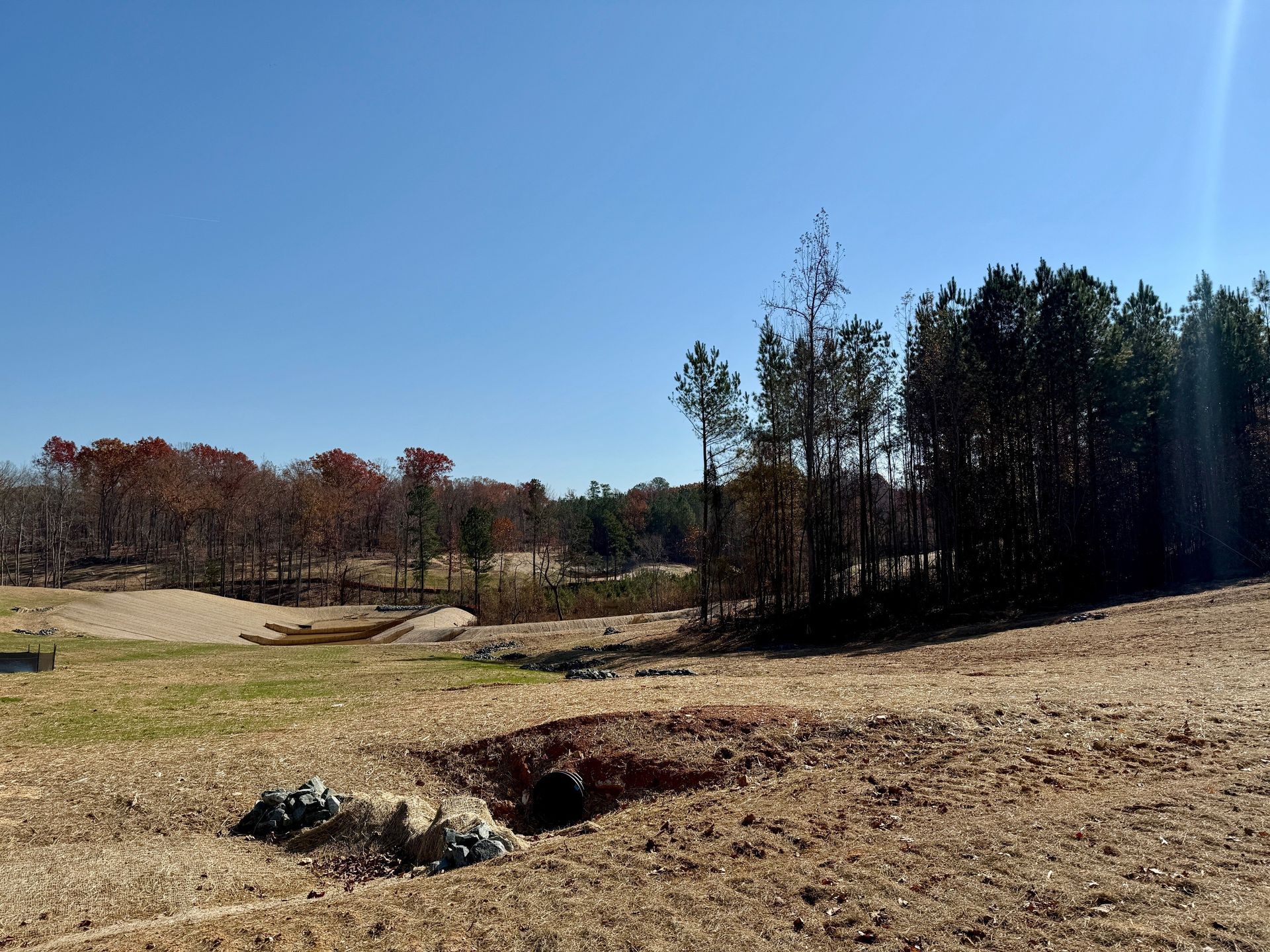Wide view of initial site work at The Railyard development in Waxhaw, NC