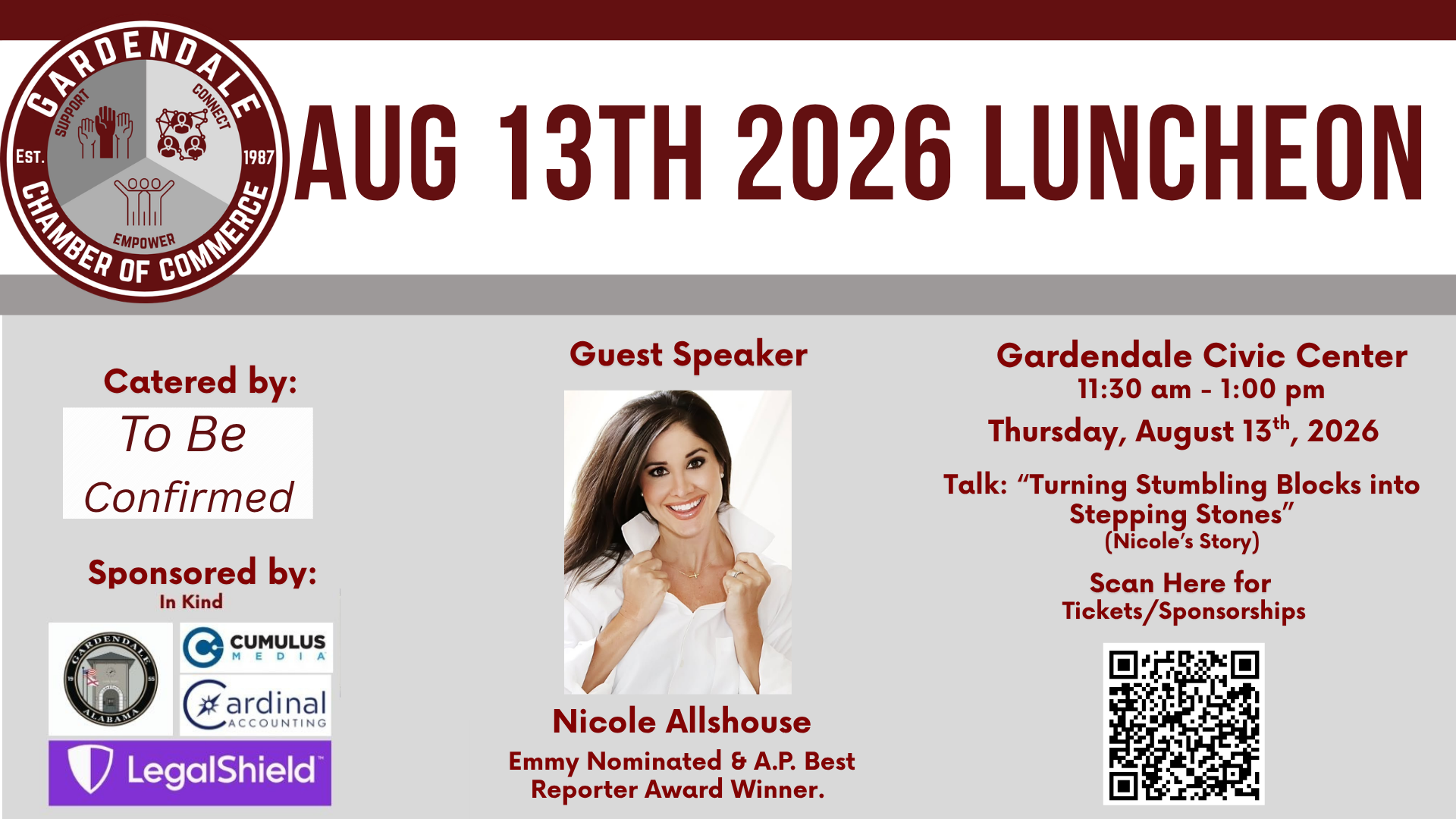 Gardendale Chamber luncheon: Eric Firestone, football coach, speaking on managing success and setbacks, Dec. 11 at Gardendale Civic Center.