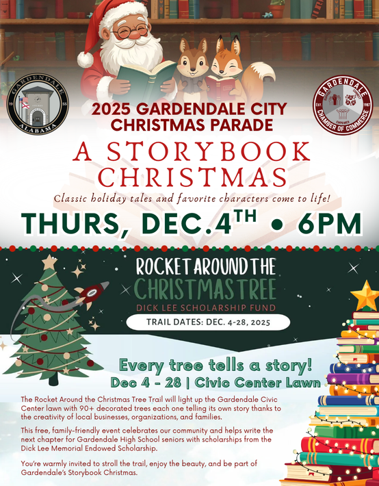 Christmas Parade and Rocket Around Christmas Tree flyer