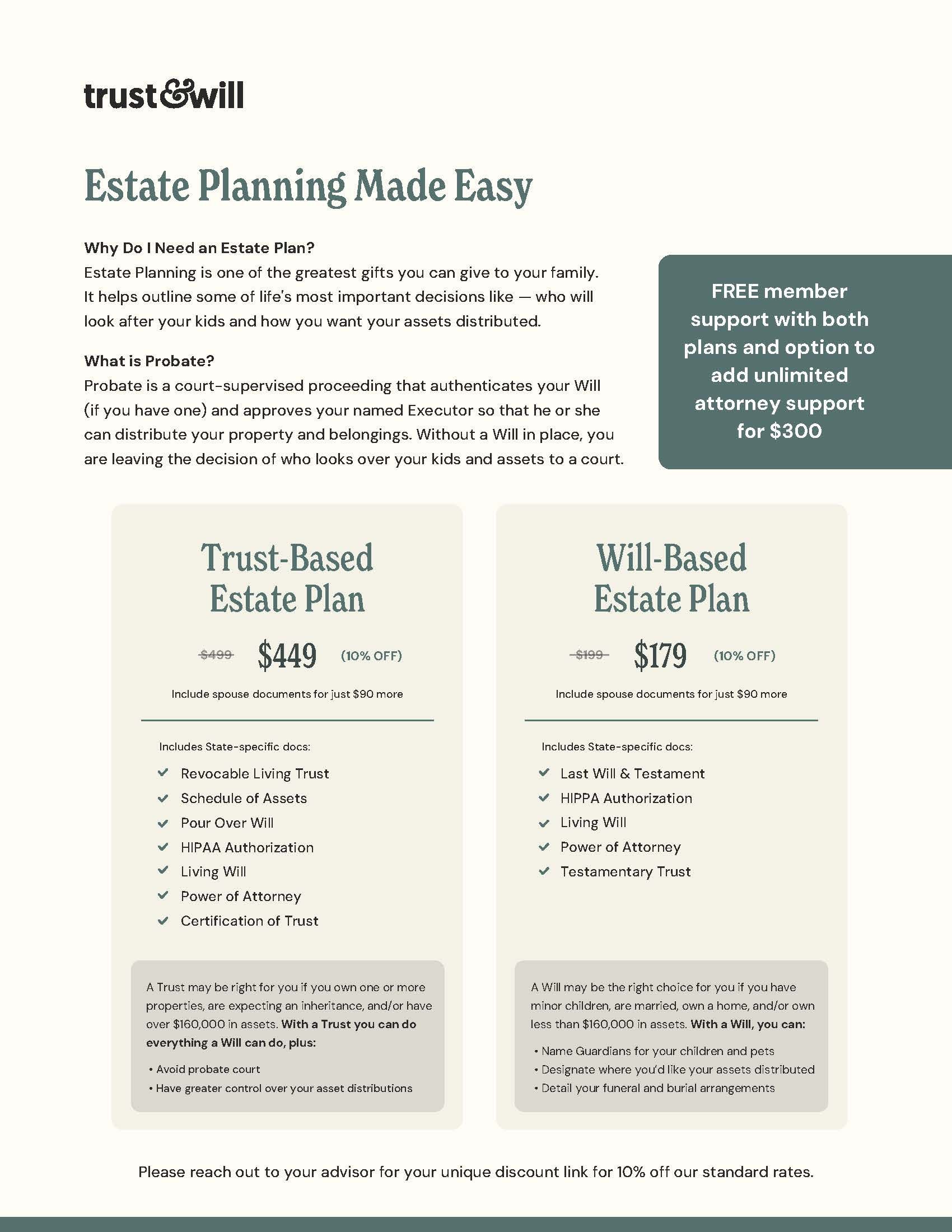 A page that says estate planning made easy on it