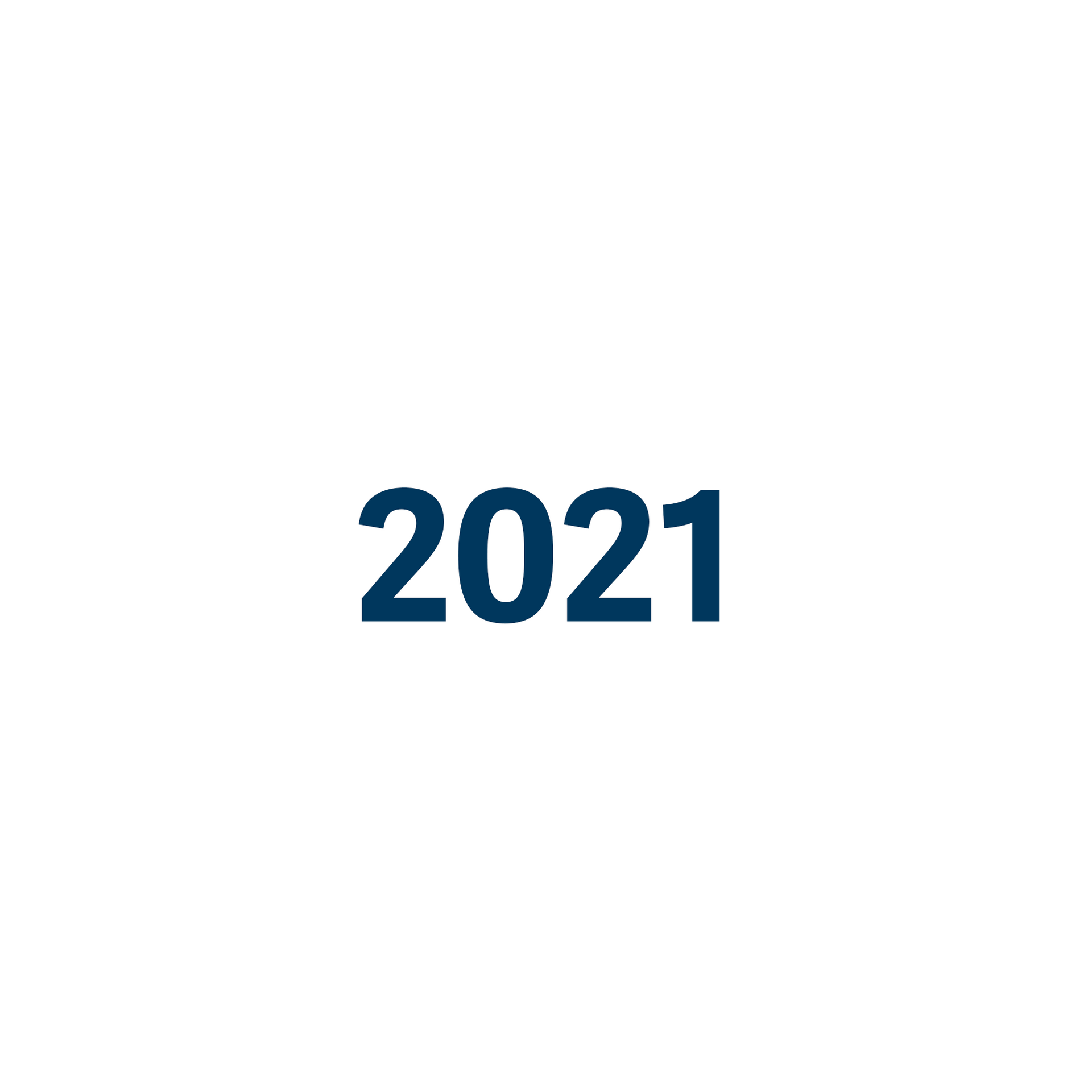 Das Jahr 2021 ist in blauer Farbe auf weißem Hintergrund geschrieben.