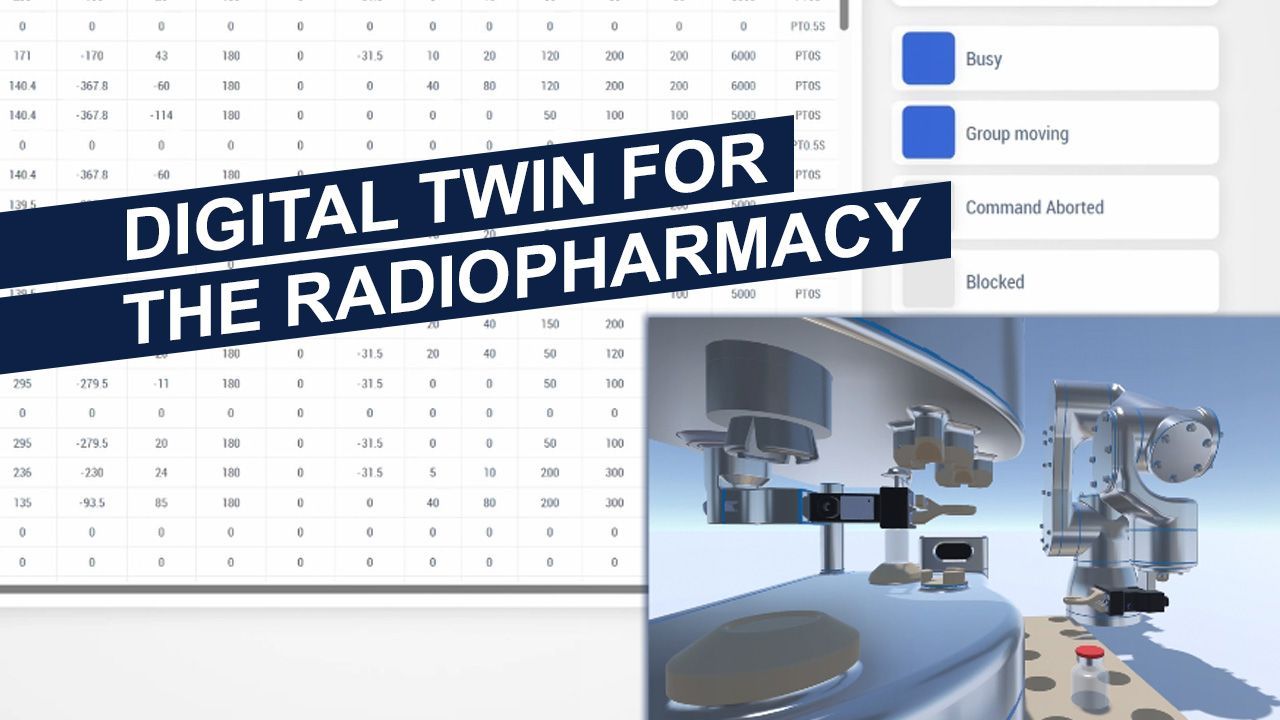 A computer screen with the words digital twin for the radiopharmacy on it
