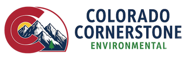 Colorado Cornerstone Environmental logo with red C, mountain, and blue text