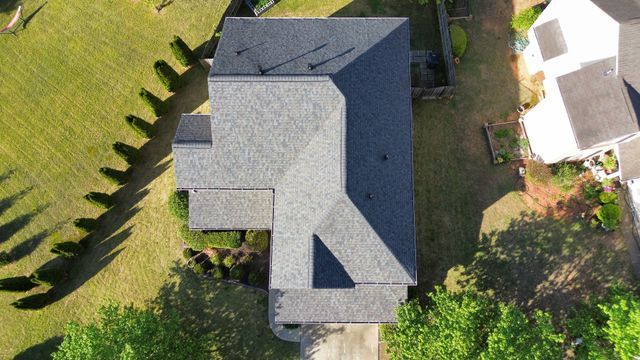 Aerial view of roof after installation - Woodstock, GA | MTak Roofing Systems