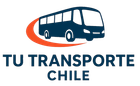 Bus azul con arco naranja, logo de 