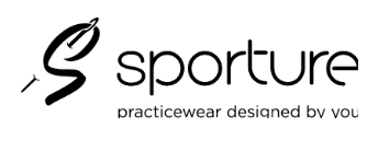 A black and white logo for sporture practicewear designed by you