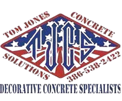 The logo for Tom Jones Concrete Solutions, decorative concrete specialists