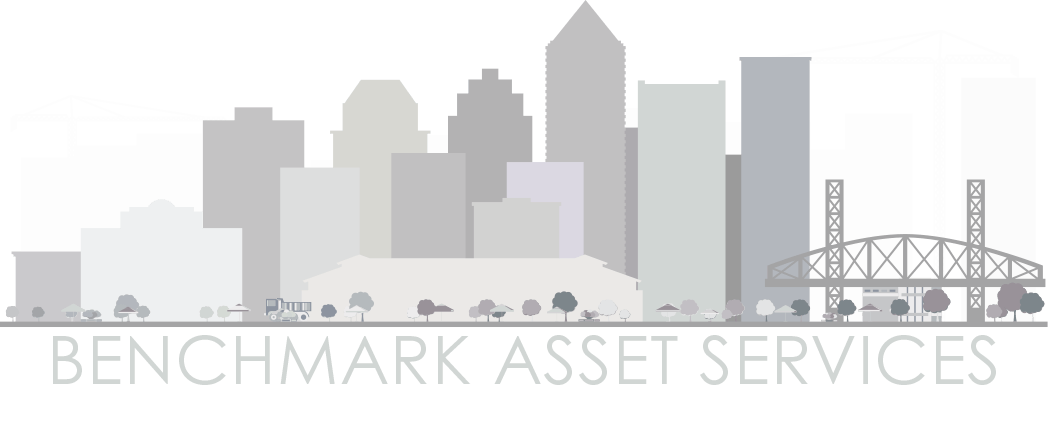 Benchmark Asset Services Logo in White in Footer- linked to home page