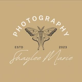 Tan logo with moth illustration, white 