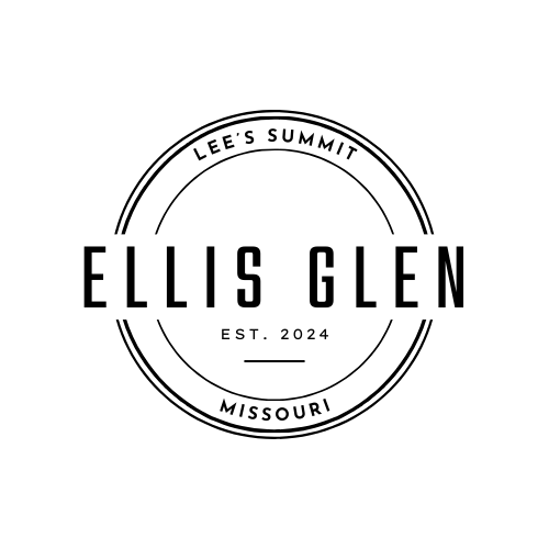 Logo for Ellis Glen in Lee's Summit, Missouri. Black text within a double circle: 