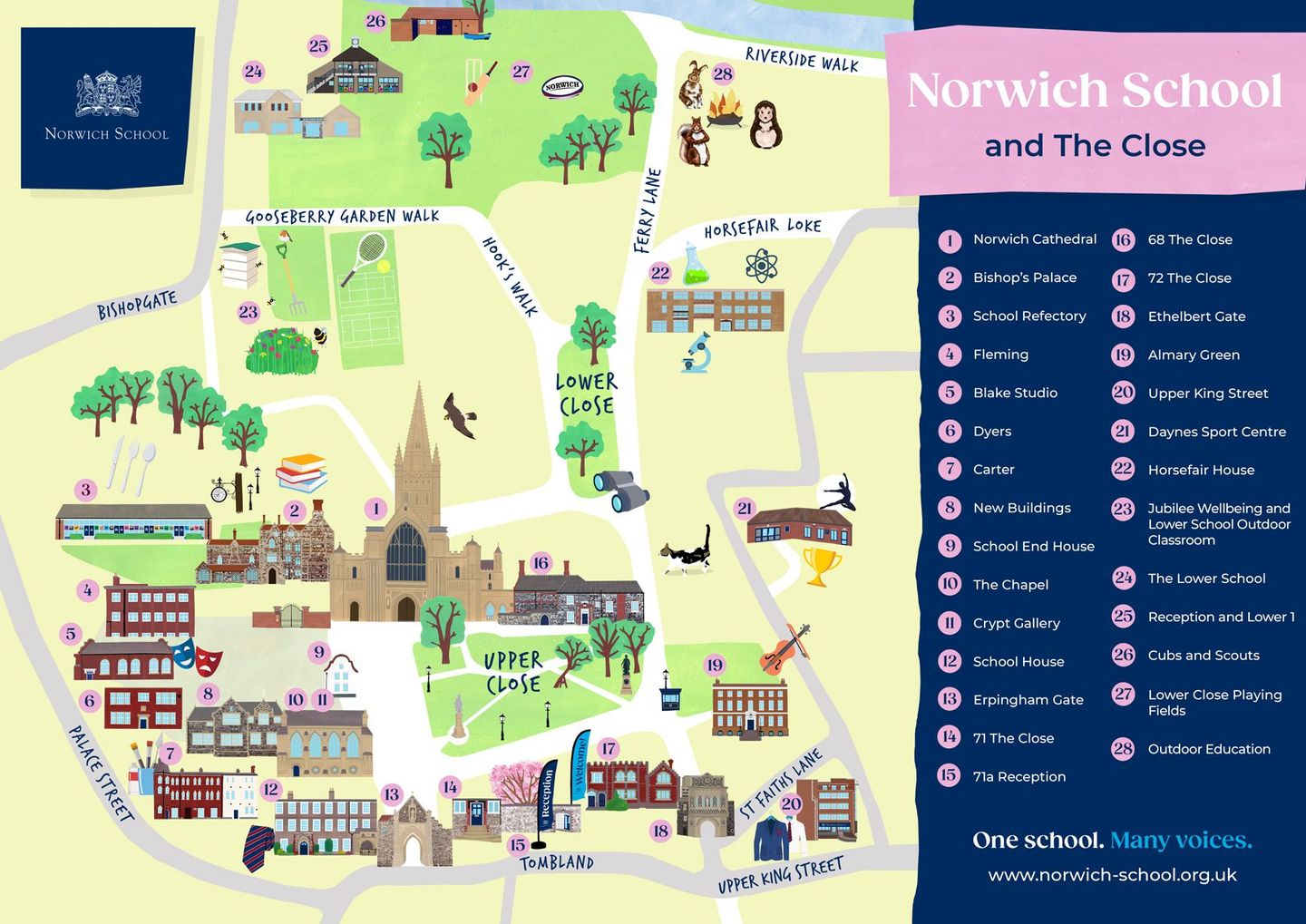 Norwich School Illustrated Site Map