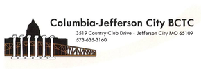Columbia-Jefferson City BCTC logo with capitol silhouette and contact info on white background