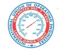 Circular IUE-CWA union logo with a blue gauge and red ring text on a white background