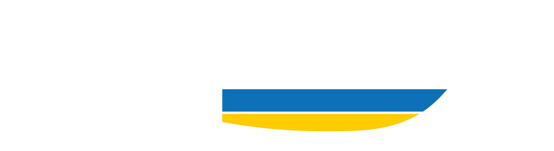 Logo AG Servizi in grigio con sottolineatura curva blu e gialla