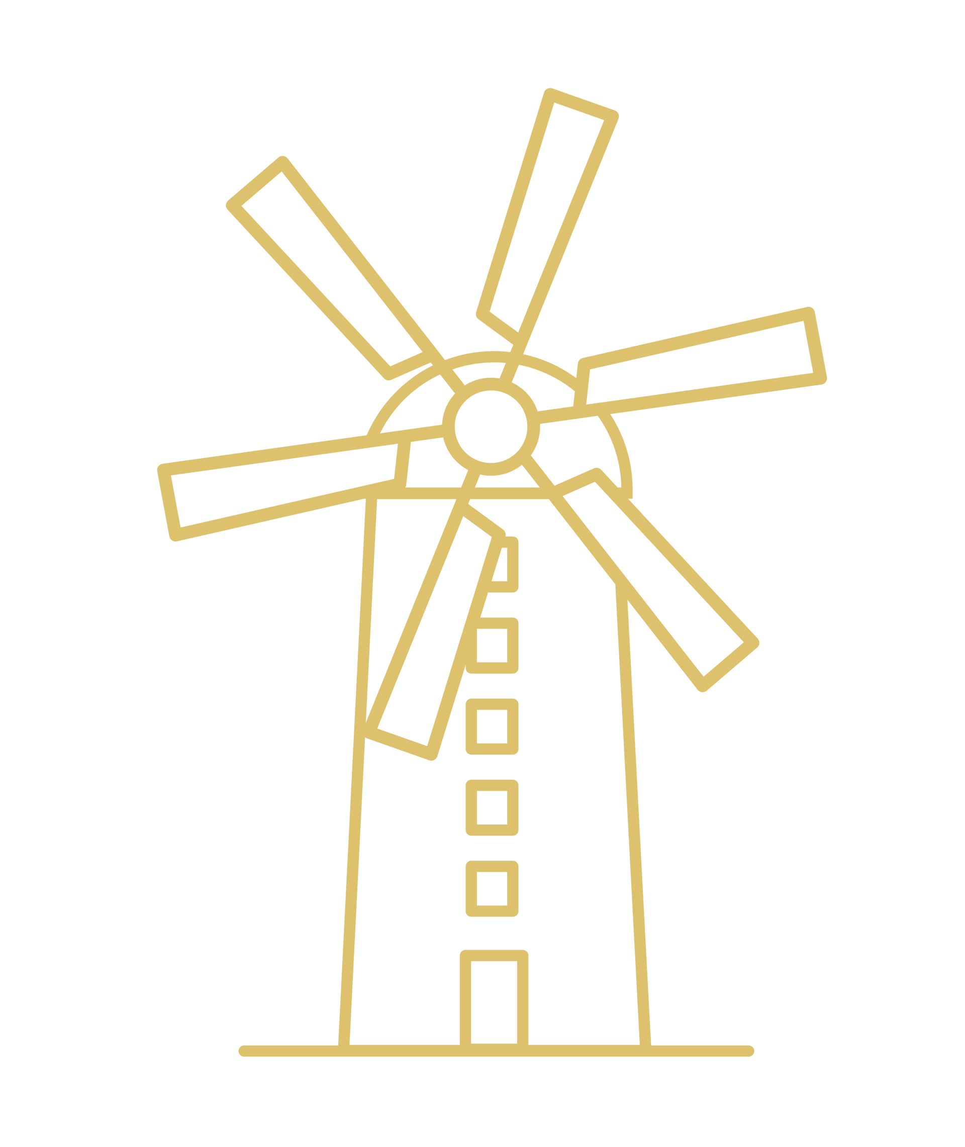 A drawing of a windmill on a white background.
