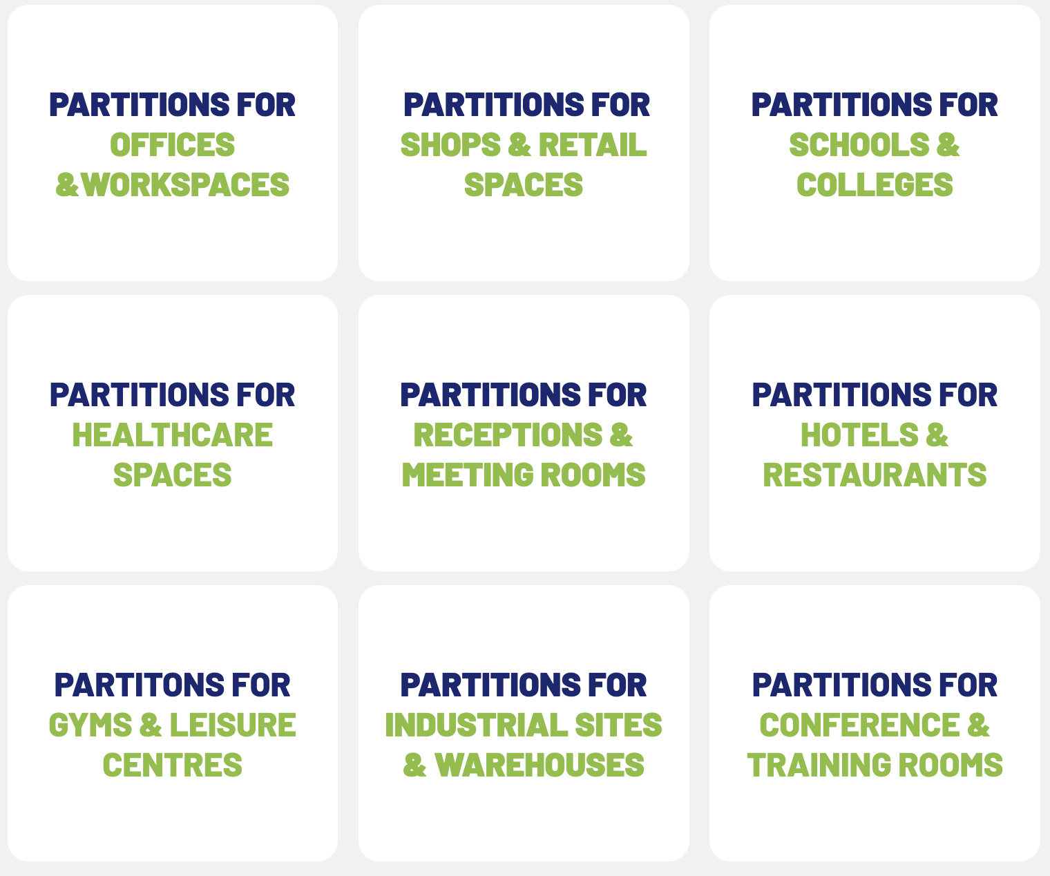 partitions for spaces