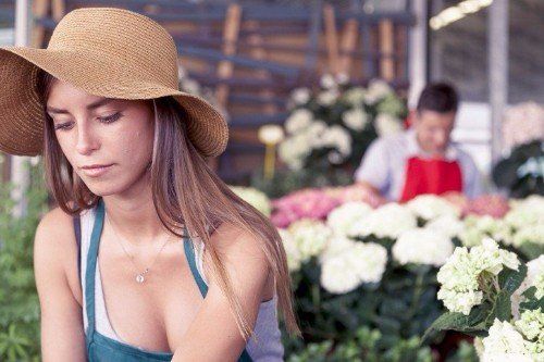 woman alone gardening