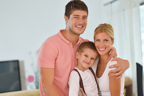 picture of a young family of three people