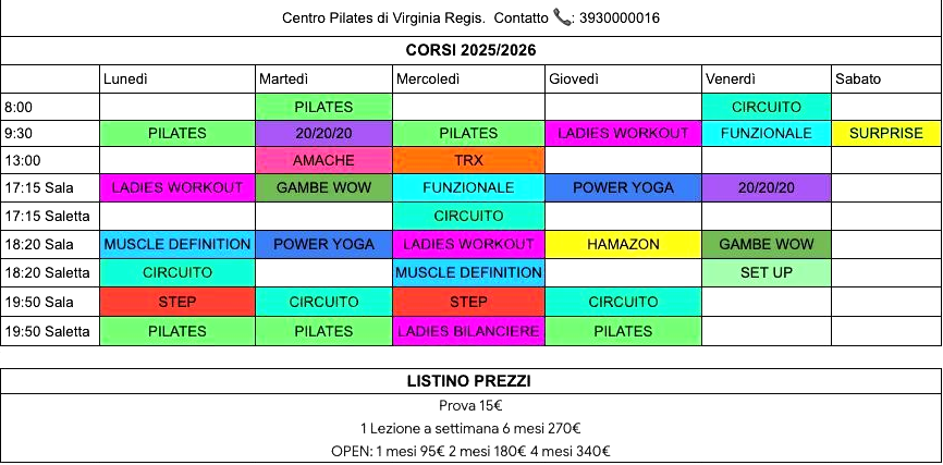 orario corsi virginia regis udine