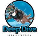 Logo featuring a scuba-diving otter holding a magnifying glass in a blue circle, above text: "Deep Dive LEAK DETECTION."
