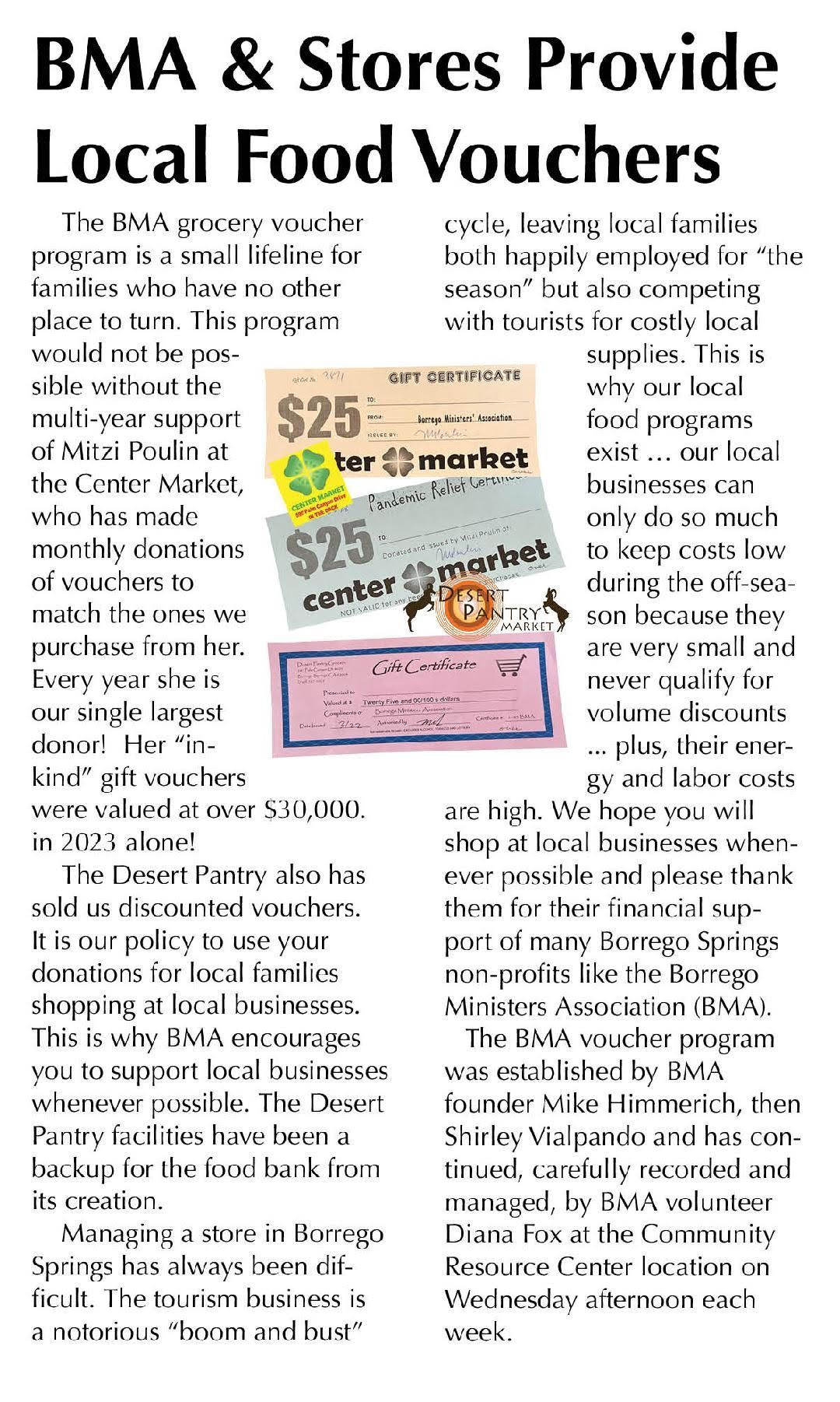 BMA and Local Stores Provide Essential Food Vouchers