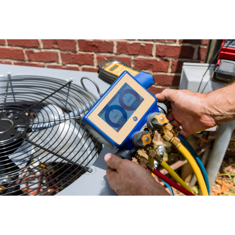 man checking for an air conditioner efficiency