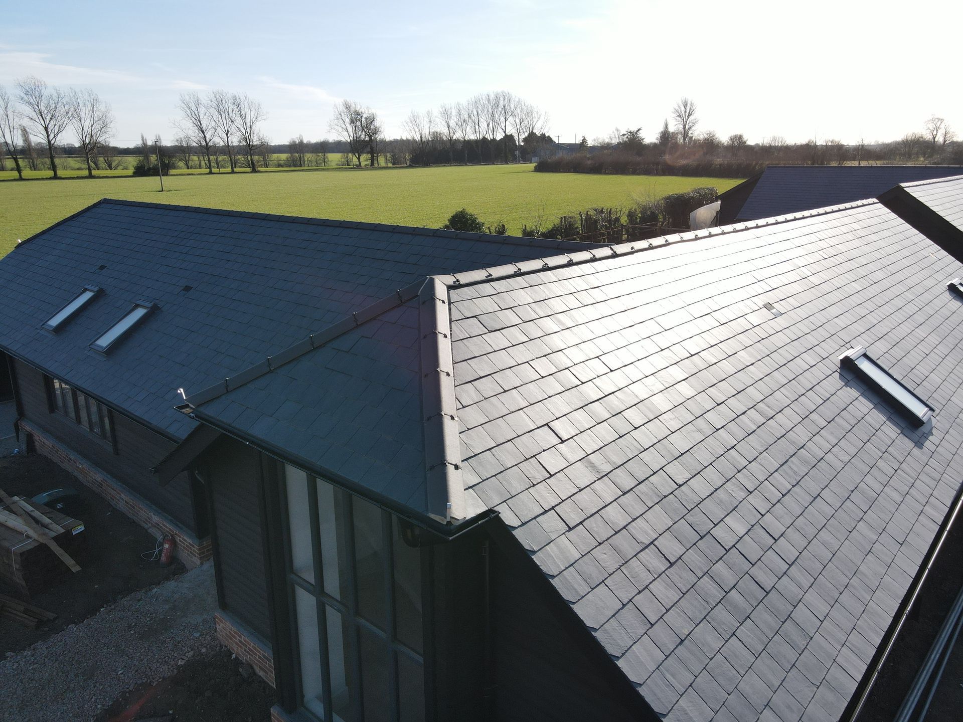 Spanish slate roof with velux roof lights