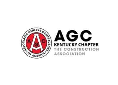 Logo of the Associated General Contractors (AGC) Kentucky Chapter with a red, white, and black design.