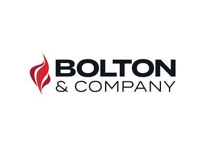 Logo for Bolton & Company, featuring a stylized red flame next to black text.