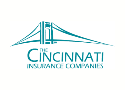 Logo of The Cincinnati Insurance Companies: Turquoise bridge outline above text.