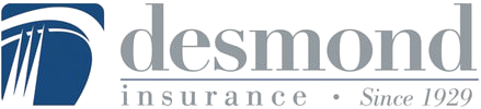 Desmond insurance logo with a blue graphic element and text.