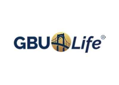 GBU Life logo with dark blue text and a bridge graphic inside a gold circle.