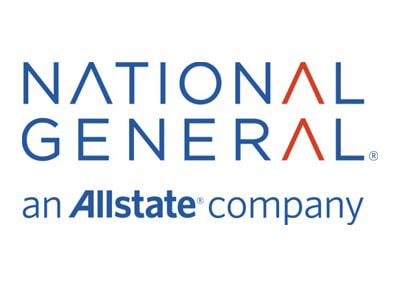 National General logo with blue text and two red upward pointing triangles, an Allstate company.