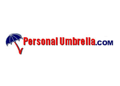 Logo: Blue umbrella with red handle next to 