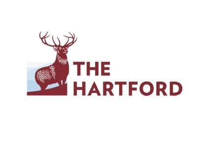The Hartford logo: a stag in maroon with the company name in maroon text.