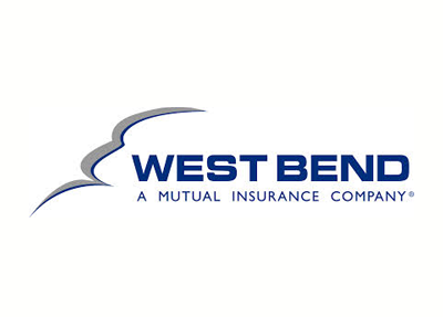 West Bend logo: blue text, grey swoosh, “A Mutual Insurance Company” below.