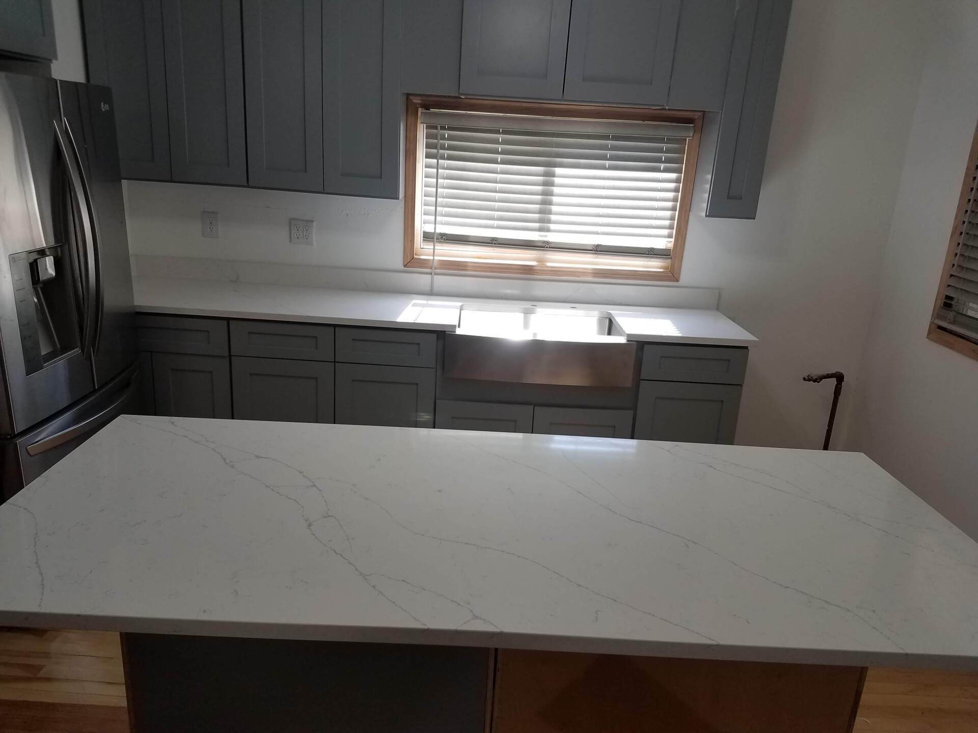 Marble island in a kitchen