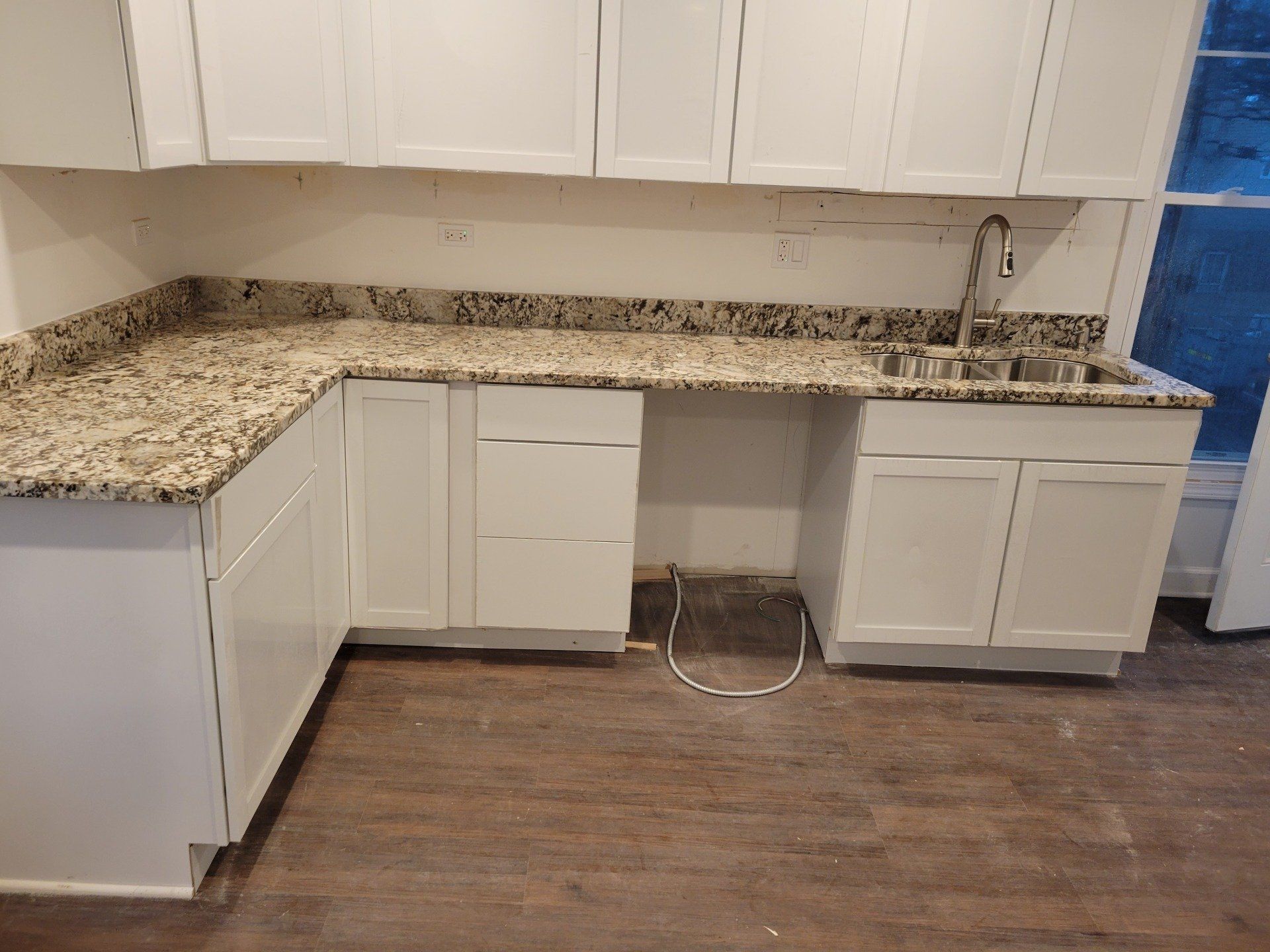 Granite kitchen countertop inside luxury Wisconsin apartment