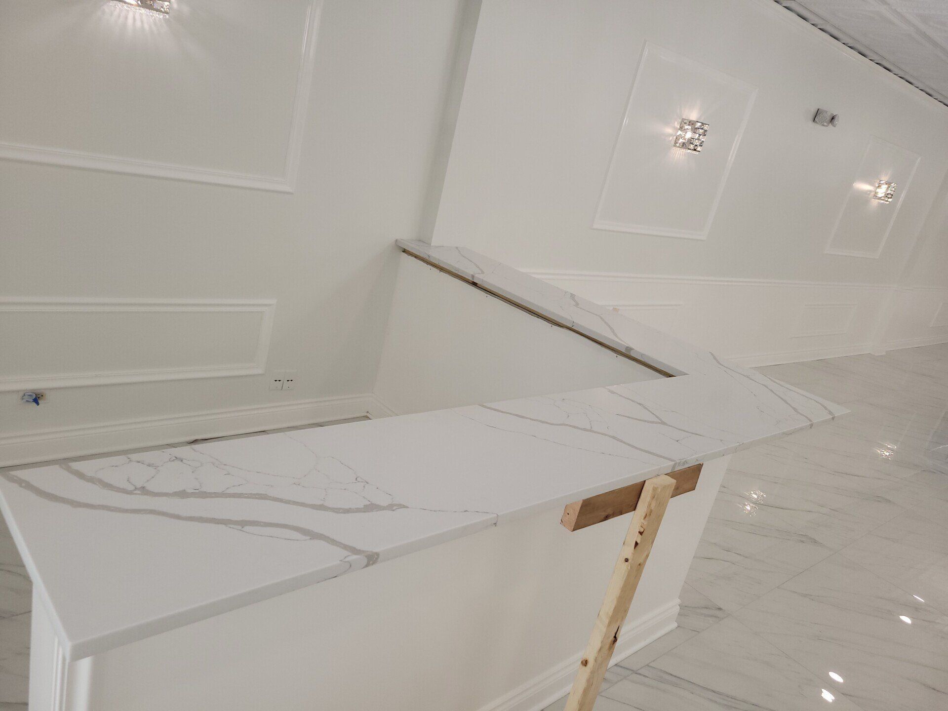 White marble countertop in luxury apartment