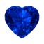 Blue heart-shaped gem or crystal on a white background